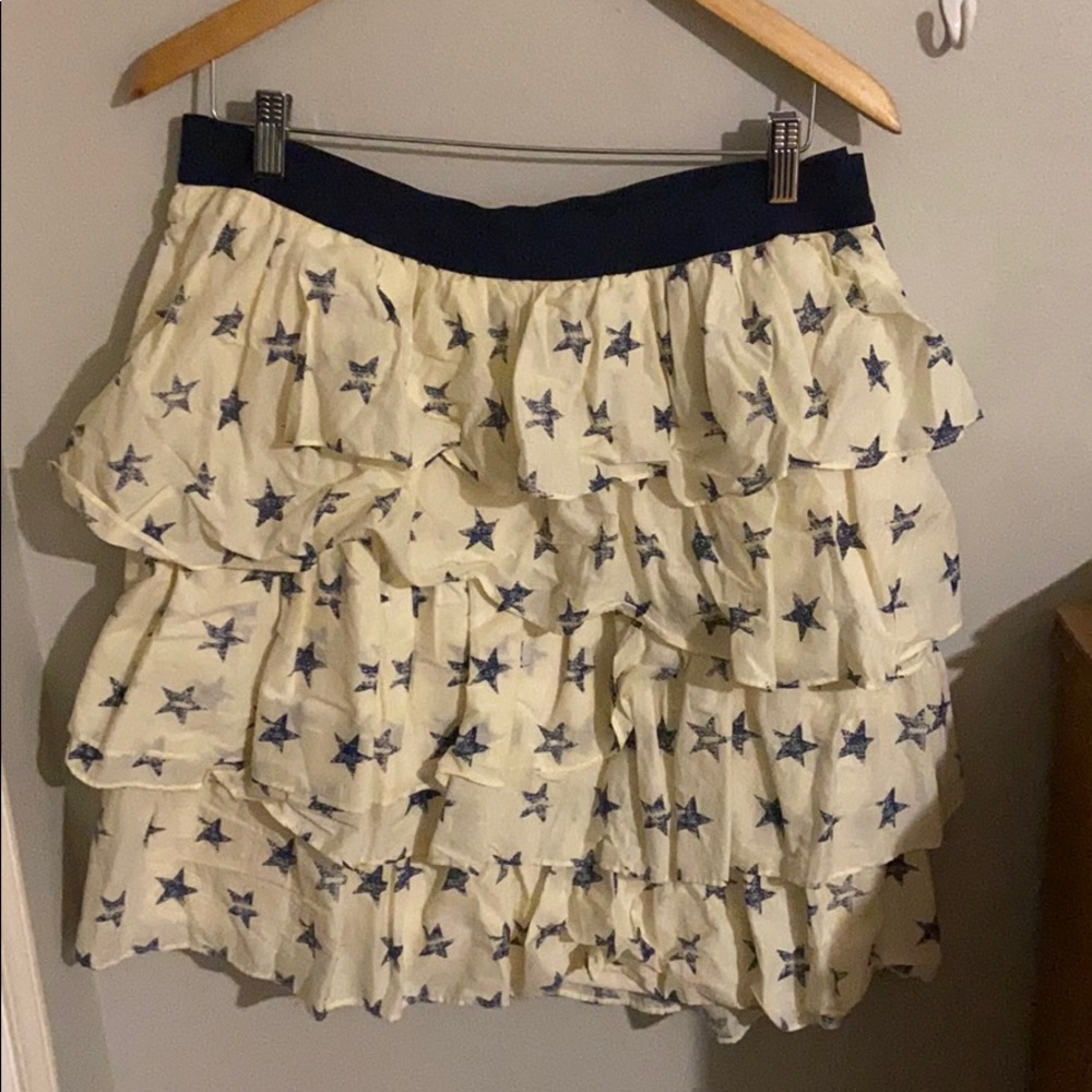 Tiered knee length skirt with ruffles